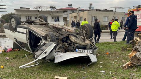 Osmaniye'de devrilen otomobildeki 3 kişi yaralandı - Son Dakika Haberleri